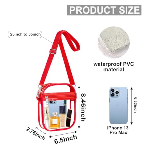 Image of Fibrdoo Clear Crossbody Purse Bag, Clear Bag Stadium Approved with Front Pocket for Concerts Sports Festivals
