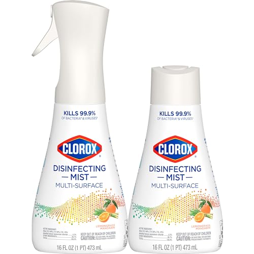 Clorox Disinfecting Mist, Lemongrass Mandarin, Household Essentials, 1 Sprayer Bottle and 1 Refill, 16 Fl Oz Each - image 1