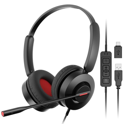 Image of MAIRDI USB Headset with Microphone, PC Headset with Mic Noise Cancelling, Wired Computer Headset with Mute for Laptop Business Work Home Office Call Centers Teams Zoom Comfort