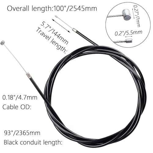 Image of 100 inch Throttle Cable for 269 Rotary Go Kart Mini Bike CT200U Baja MB165 196cc 5.5hp MB200 200cc 6.5hp Pit Bike Heat Warrior MOTOVOX MBX10 MBX11 Parts