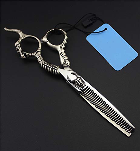 Hair Cutting Scissors, 6 inch Japan 440c Sheepshead Cut Hair Scissor Cutting Barber thinning Shears Hairdressing Scissors Set (Thinning Scissor)