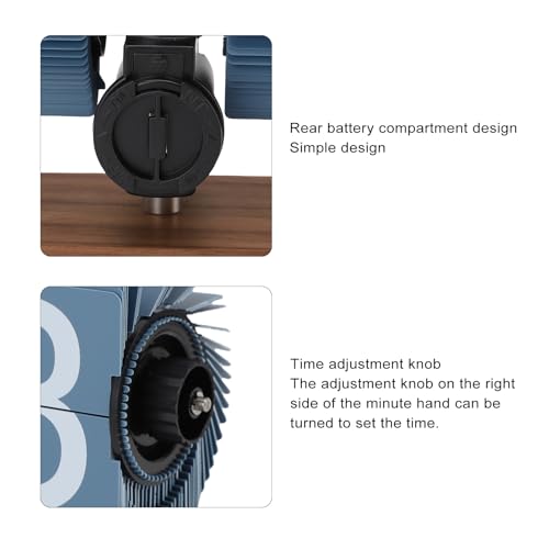 Reloj digital retro abatible mecánico de escritorio con base de madera de nogal y marco negro 4
