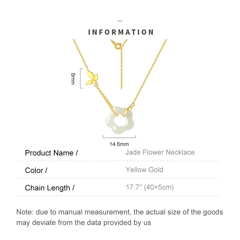 14K Gold Jade Flower Necklace, Beautiful Butterfly Necklace, For Wife,Girlfriend's Valentine's Day,Birthday Gift3