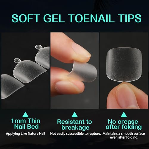 Image of UNA GELLA Toe Nail Tips 504Pcs Short Square False Soft Gel Full Cover Fake Toe Nails Matte Toe Nails 12 Sizes Pre-shape Fake Toenails Gel Toe Nail Tips For Nail Extension Home DIY Nail Salon
