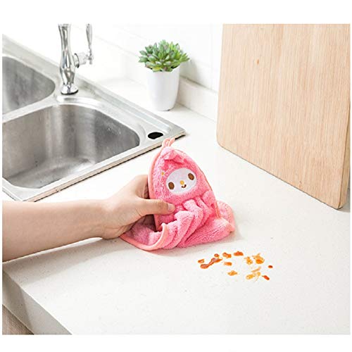 Soft Coral Velvet Towel Bathroom supplies cute Hand Towel Absorbent Microfiber Cloth Cartoon Animal Hanging Dishcloths Kitchen Accessories | Tableware Household Cleaning Towel (Blue Elephant, Pack of 1) 4