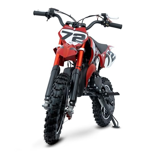 Image of Gas Dirt Bikes for Kids, 50cc 2 Stroke Kids Dirt Bike, 49cc Dirt Bike Up to 24 MPH Pull Start, Pit Bike for Boys Girls, Gas Dirt Bike Dual Disc Brake Inverted Fork Off Road, Red