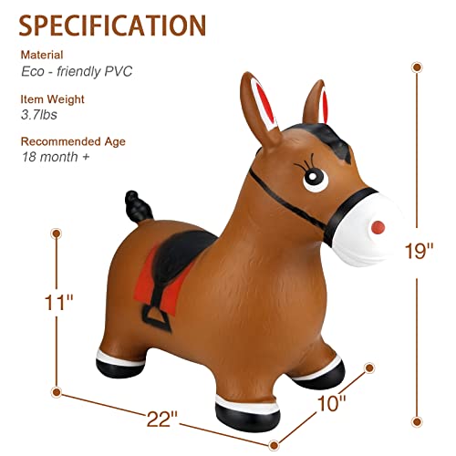 INPANY Bouncy Horse Hopper Toys, Toddlers Bouncing Farm Animals, Inflatable Jumping Hopping Horse, Ride on Rubber Bouncer for Kids, Outdoor Indoor Cool Birthday Gifts for 2 3 4 Year Old Girl Boy - Image 4