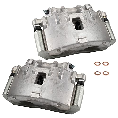 Image of TRQ Front Driver and Passenger Side Brake Caliper Set Caliper Brackets Compatible with 2004-2009 Cadillac SRX 2006-2007 Cadillac CTS 2006-2008 STS 2008 STS Platinum