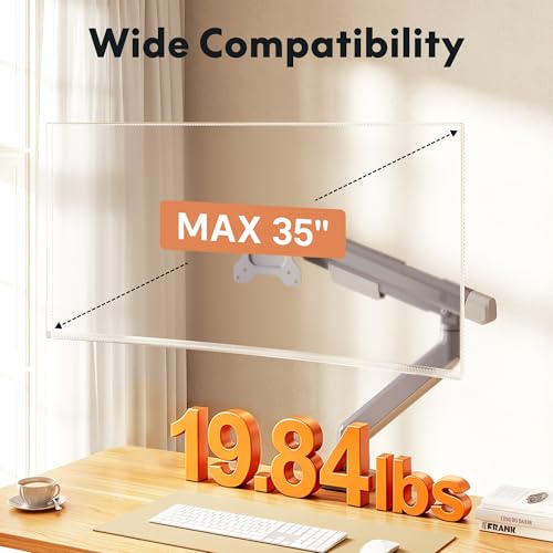 Image of FlexiSpot Single Monitor Arm, Premium Aluminum Monitor Desk Mount Fits Screen up to 35 Inches 19.84 lbs, Fully Adjustable Monitor Stand with C-Clamp & Grommet Base for Home Office, Gun Gray