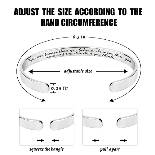 Aozhhl Inspirational Bracelets For Women, Personalized Cuff Bracelet, Stainless Steel Engraved Open Bangle Is Friend Encouragement Gifts For Her Ssb-04 #TOP1