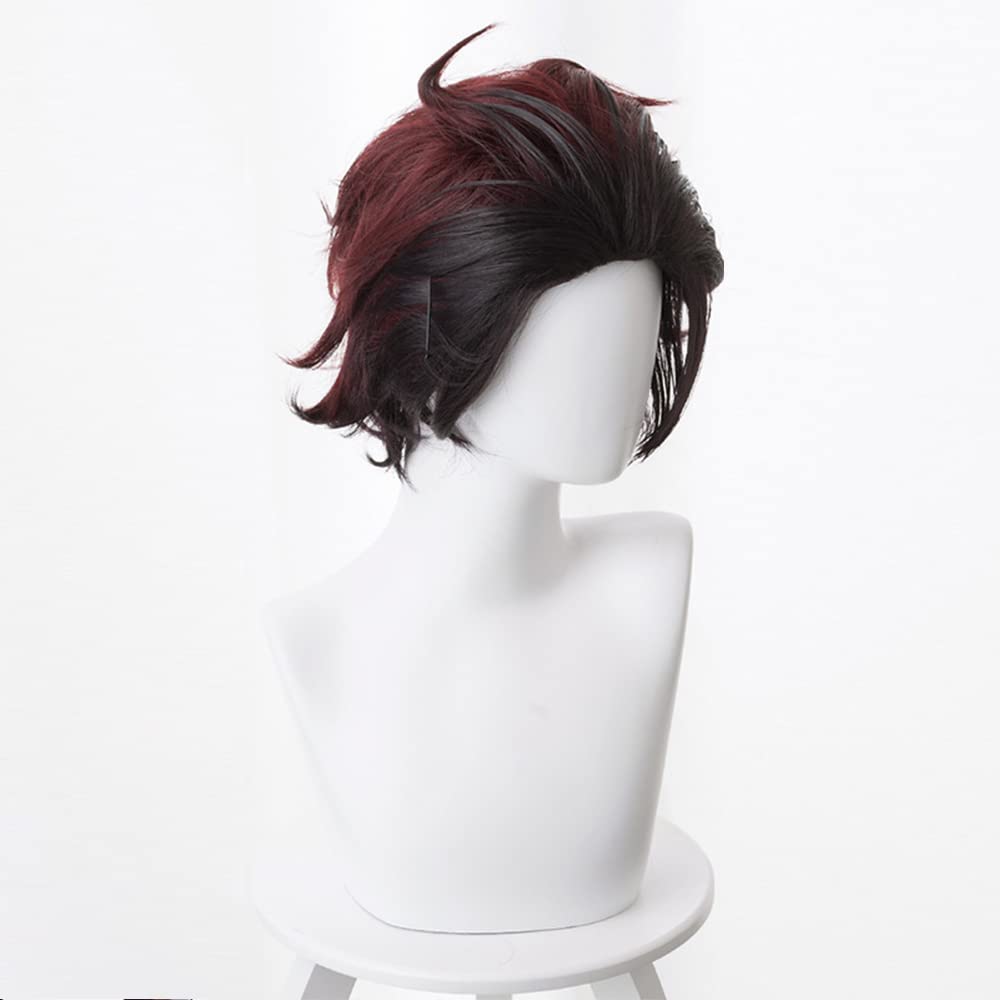 OSIAS Kamado Tanjirou Cosplay Wig for Man and Boys, 23 inches - Image 3