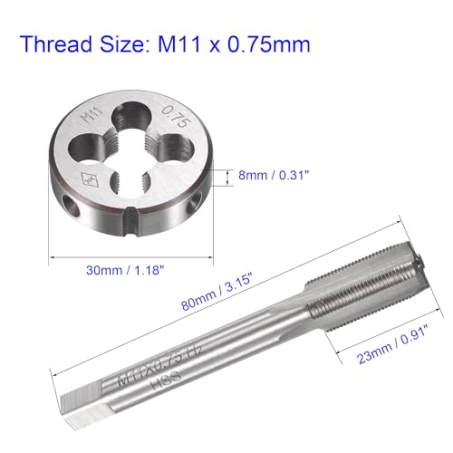 MACHSWON M11 x 0.75mm Metric Tap and Die Set - Machine Thread Screw Tap with Round Threading Die Kit for Thread Repair - Image 3