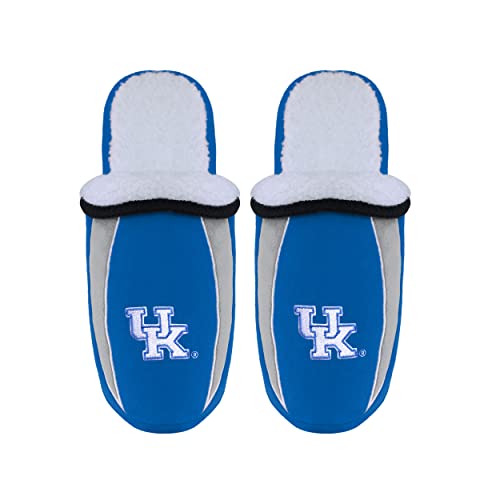 Image of FOCO mens NCAA College Team Logo Sherpa Moccasin Slippers