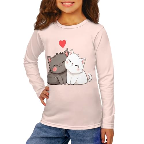 Girls Long Sleeve T Shirt Crew Neck Shirts Polyester Girls Top Casual Stretchy Tee Soft Fabric Pullover 3-16Y2