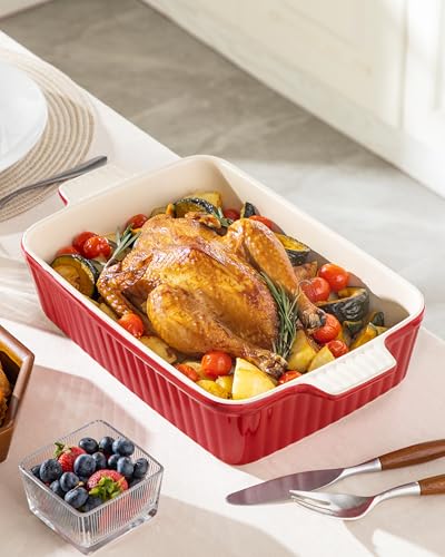 Grand plat de cuisson rectangulaire rouge 4200ml pour casseroles - 8