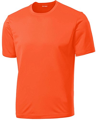 DRIEQUIP Men's Short Sleeve Moisture Wicking T-Shirt-Neonorange-XL