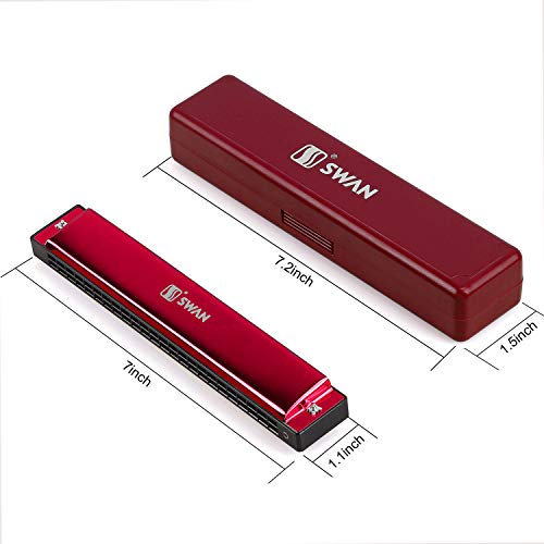 Harmonica Mouthorgan Harp Armonica 24 Hole Polyphony Diatonic Mouth Organ Key of C with Case for Blues Folk Jazz Pop Music Instrument Gift - Thumbnail 4