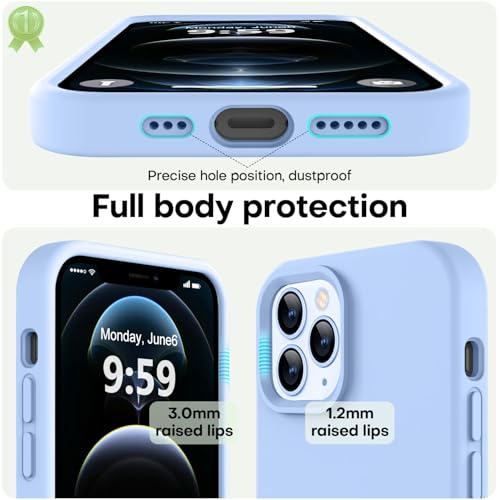 Image of LOVE 3000 Compatible with iPhone 12 Pro Max Case | Thickening Liquid Silicone | Anti-Scratch Microfiber Lining | Full-Body Duty Heavy Protection Case for iPhone 12 Pro Max Women Girls, Light Blue