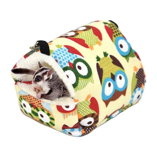 Cama caverna de hamster, rede de esquilo | Ninho de brinquedo de hamster com padrão de coruja de des