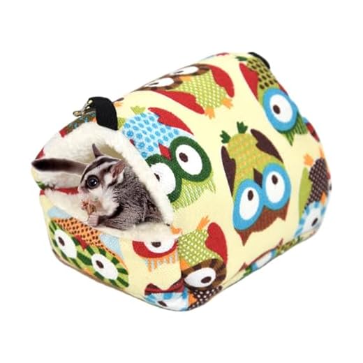 Cama de casa de cobaia, rede de hamster - Esconderijo adorável de hamster com padrão de coruja | Cama de caverna de hamster resistente, confortável e lavável para gaiola, terrário, decoração de Ngumms