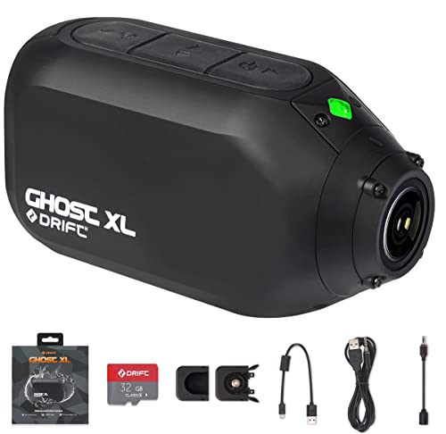 Drift Ghost XL Caméra d'action, EIS Anti-Secousse Camera Sport WiFi Caméra Mini Casque IPX7 Étanche 140°Grand-Angle 1080P HD Caméra Vidéo avec Microphone Intégré Livré avec Une Carte Mémoire 32G