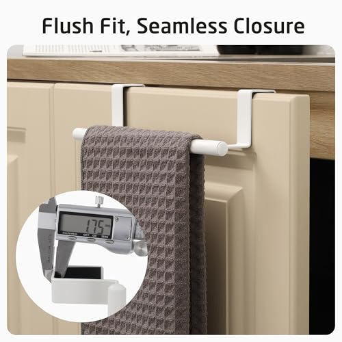 Miniatura 7 de Kes Toallero Para Puertas De Armario, Resistente A Los Arañazos Y Estable, Diseño Curvo, Toallero De Cocina De Metal Para Cajones Y Armarios, Toallero Para Puerta, Blanco, Pack De 2, Kth500s26-Wh-P2