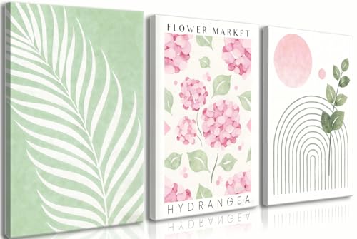 Image of FraFrimeeme med Green and Pink Bathroom Decor, Set of 3, 12x16 Inch