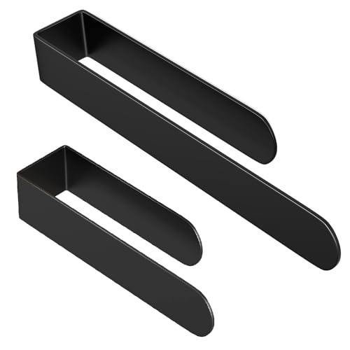 Image of HUFEEOH Black Adhesive Hand Towel Holder Set, 8-Inch Rack and 14-Inch Bar | Stainless Steel U-Shape Design, No Drill, Self-Stick Installation, Washcloth Storage in Bathrooms, Hotels, RVs, Kitchens