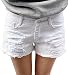Chouyatou Women's Perfectly Fit 5-Pockets Ripped Denim Jean Shorts (Medium, White)
