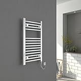 Warmehaus Toallero eléctrico de 700 W, calentador de radiador, 700 x 400 mm, toallero eléctrico de baño, calentador de toallas blanco recto