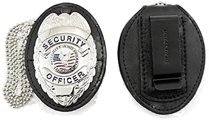 Hero’S Pride™ Universal Shield Leather Badge Holder with Hook & Loop Closure (Holder Only) - Premium Badge Holder for Police, Law Enforcement, Security Officer - Neck Chain Included