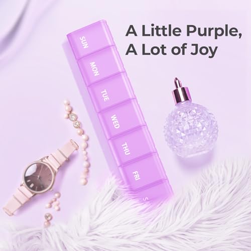 Image of AUVON Weekly Pill Organizer with Effortless Opening Design, Arthritis Friendly Pill Box, BPA-Free Pill Organizer 7 Day, Cute & Portable Pill Case for Vitamins, Supplements and Medications