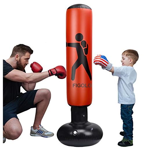 Inflatable Punching Bag for Kids, 63Inch Punching Bag Freestanding Boxing Bag Heavy Punching Bag, for Practicing Karate, Taekwondo, MMA, Decompression Fitness Kick Training (Air Pump Included)