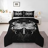 Eroebridal Dragonfly Queen Comforter Set Hippie,Moon Stars Bedding Comforters & Sets Astrology Constellations Duvet,Trippy Galaxy Starry Sky Bedding Sets & Collections Boho Bohemian Bedroom Decor