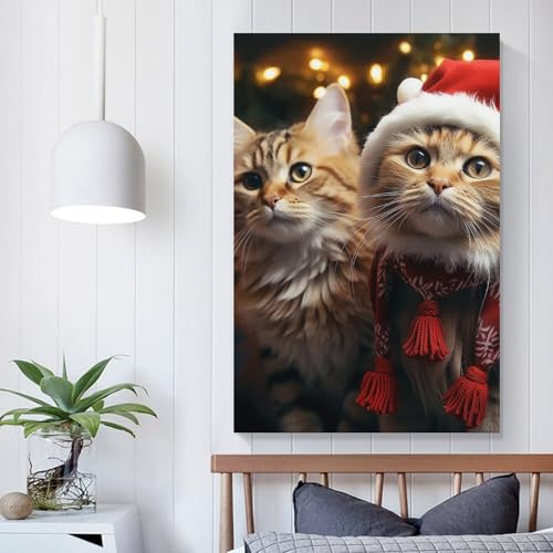 Toile murale chat de Noël cadeau idéal décoration esthétique - 5