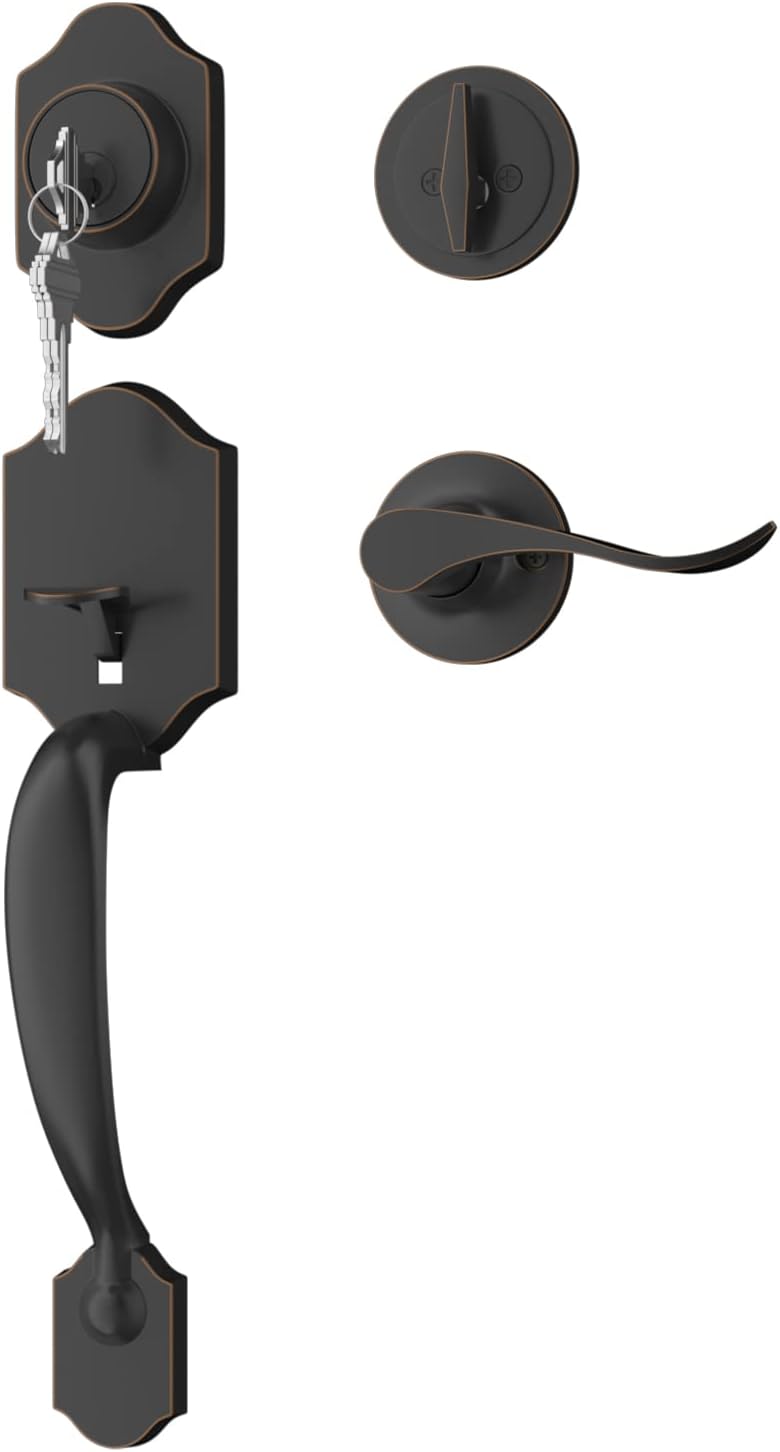 goldenwarm Front Door Handle and Deadbolt Set, OilRubbed Bronze Front