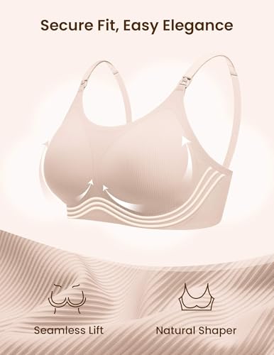 Ekouaer Nursing Bras for Breastfeeding Ribbed, Seamless Ultra Comfort Maternity Bralette Wireless Pregnancy Sleep Bra3