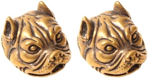 Acxico 2PC Vintage Copper Brass 3D Bulldog Concho Rivets, Decorative Metal Hardware for Faux Leather Wallets/DIY Crafts, Antique Finish with Intricate Design image 2