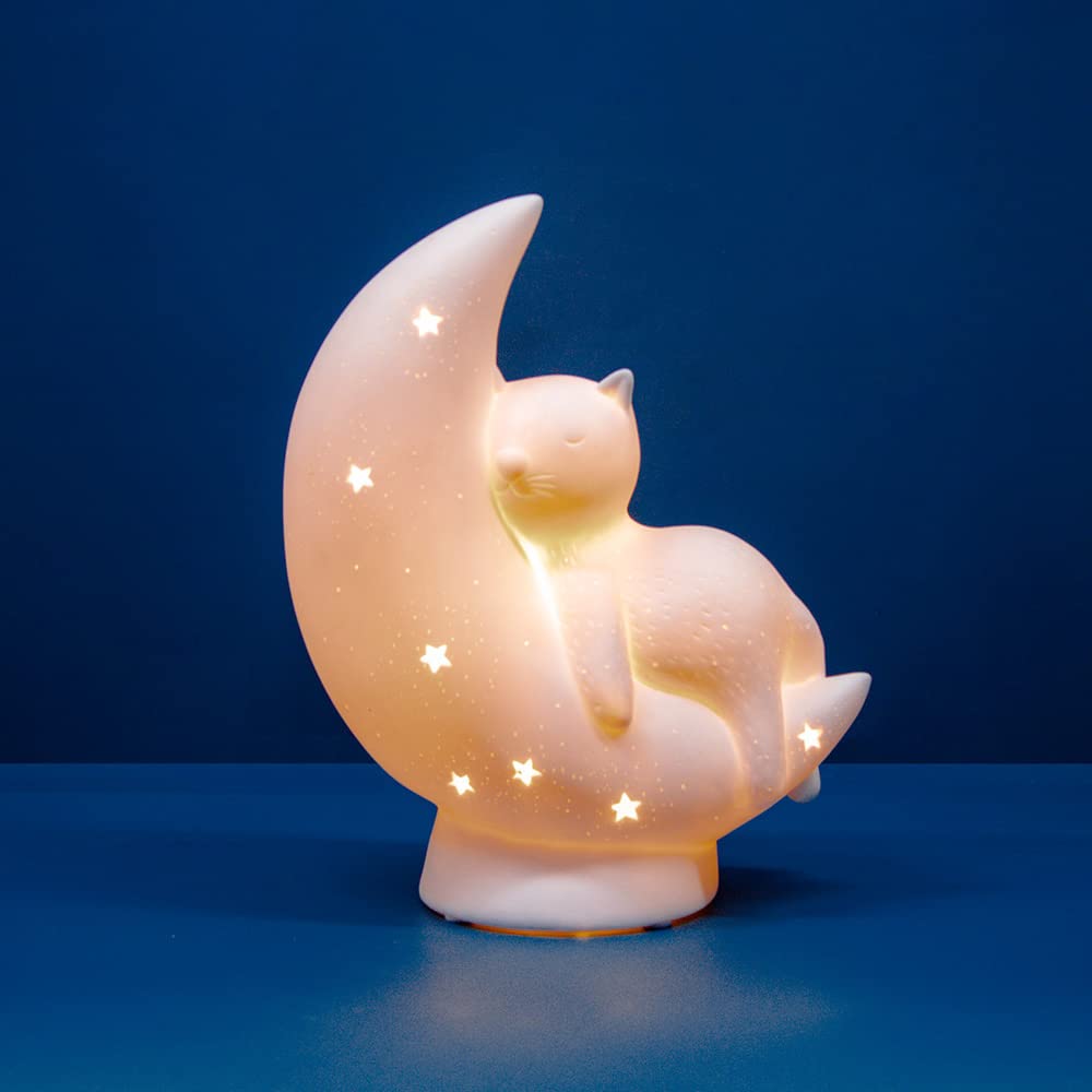 CHIOUSEY Mond-Angelkatzen-Nachtlicht – Anpassbare Katzenfiguren, Warmes Licht – Süße Deko Fürs Schlafzimmer & Geschenk