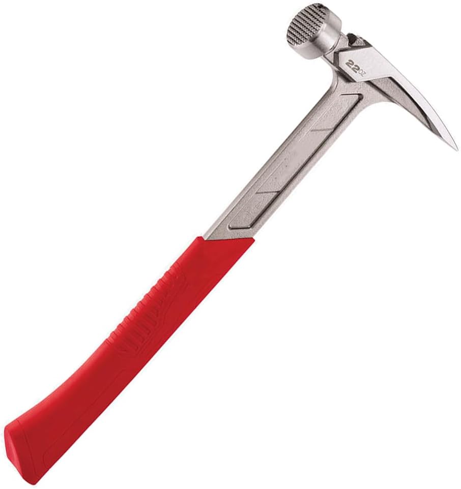 Framing Hammer, For Milwaukee 48-22-9022 22oz Milled Face Framing Hammer w/I-Beam Handle (Size:4 x 9.5 x 3.5 in), 6.15 x 14.95 x 1.55, Red