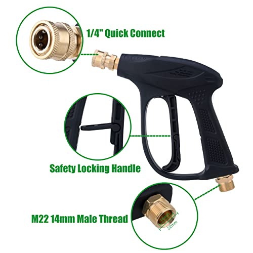 Ridge Washer High Pressure Washer Gun, Power Washer Short Handle Gun With 5 Replacement Spray Nozzle Tips And Holder, M22 14Mm Fitting, Max 2900 Psi #TOP2