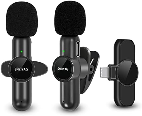 SNZIYAG Wireless Lavalier Microphone for Android Phone,Plug-Play Wireless Mic for Recording,Live Streaming,YouTube,TikTok,Facebook,Intelligent noise reduction,Auto Sync,No APP2pcs mic/TypeC