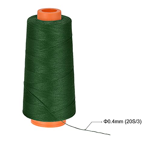 Hilo de poliéster uxcell 1000 yardas 20S/3 hilo multiusos para costura manual y a máquina, verde oscuro miniatura 3