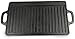 DERUKK-TY Płyta patelni żeliwna dwustronna prostokątna dwustronna z nieprzywierającą ryflowanymi i płaskimi powierzchniami oraz zintegrowaną tacą ociekową do pieców i grilli 37 x 23 cm (B)