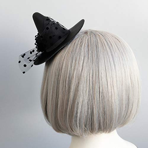 Lurrose Halloween Witch Hat Clip Black Top Hat Headband Halloween Gothic Cosplay Hair Barrette for Performance Party Props - Image 4