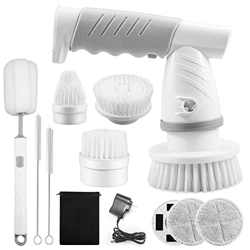 Elektrischer Spin Scrubber, wiederaufladbare elektrische Reinigungsbürste, Hochleistungs-schnurlose Handreinigungsbürste mit 4 austauschbaren Reinigungsbürstenköpfe für Badezimmer, Badewanne, Fenster Cover