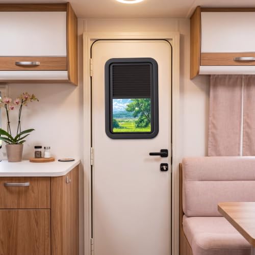Image of RV Door Window Shade, 12 x 21 Inch, for Lippert Thin Shade Doors | Upgrade Light Blocking Fabric,Smooth & Easy to Pull