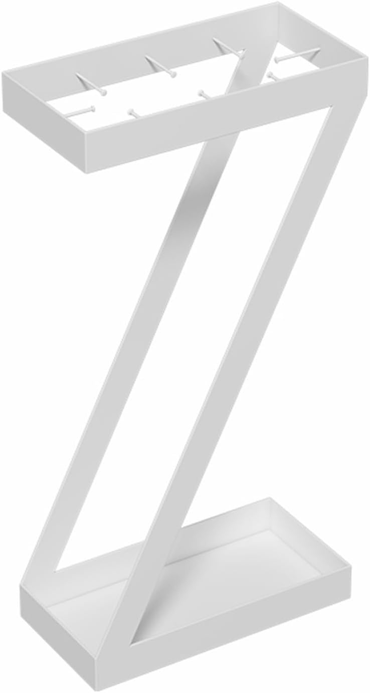 Metal Umbrella Stand with Drip TrayIndoor Umbrella Holder for Offices Terraces and SchoolsStylish White Design (Medium Size) Settings