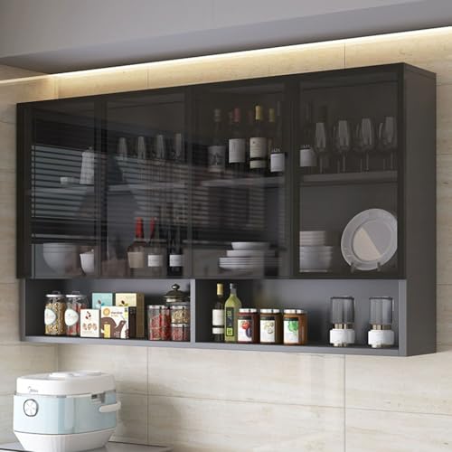 Armoire Murale en Bois Massif avec Porte vitrée – Solution élégante et Fonctionnelle pour optimiser l'espace dans la Salle de Bain, la Cuisine ou Le Balcon. Durable et Polyvalente, Elle Maxi