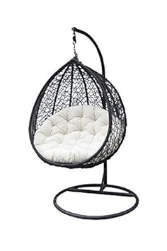 NIRANKAR Furniture Outdoor/Indoor/Balcony/Garden/Patio/Hanging Swing Chair with Cushion & Hook/Color-Black
